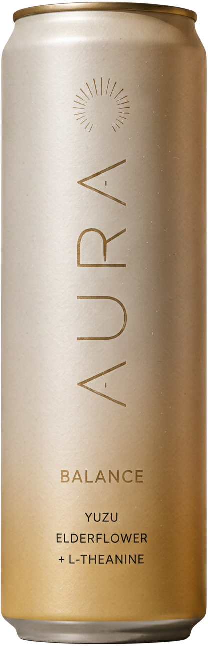 AURA Yuzu Elderflower sparkling longevity drink, 330 ml can